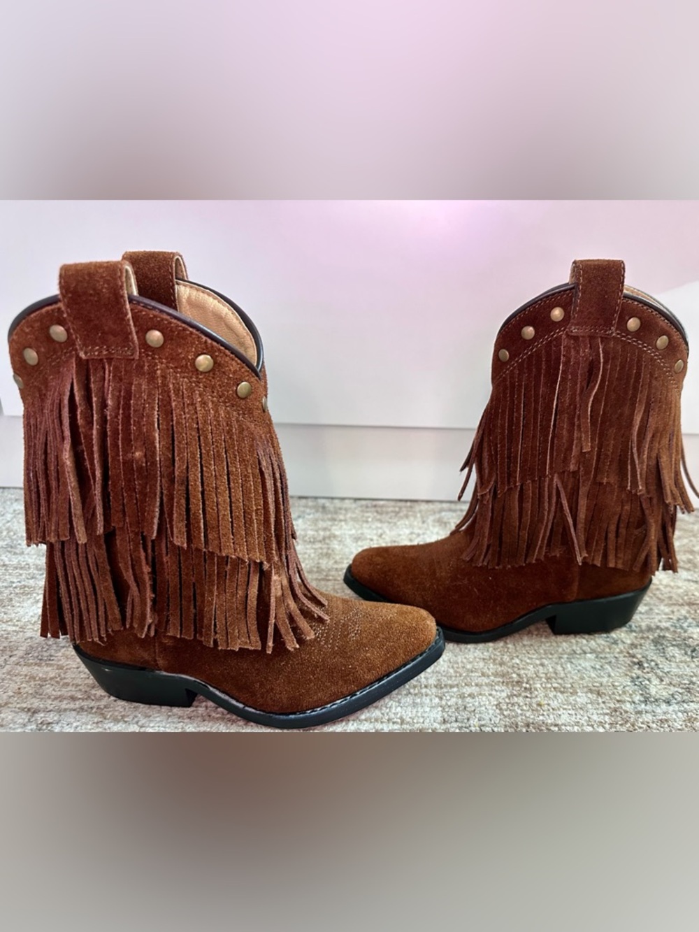 Shyanne Brown Suede Fringe toddler Western Boots Sz 10